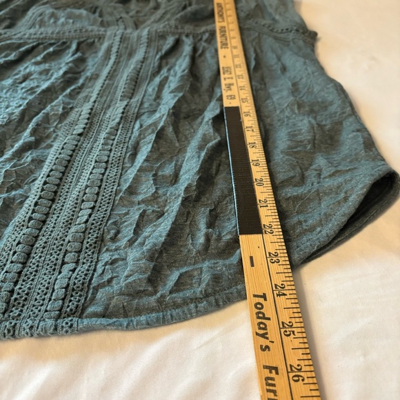 Sundance Crinkle Lace Capped Sleeve Crochet Trim Womens Petite Medium - Picture 3 of 6